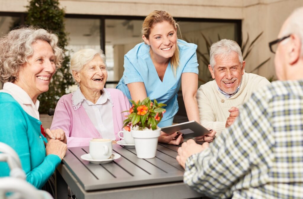 Senior couple planning retirement budget at home.