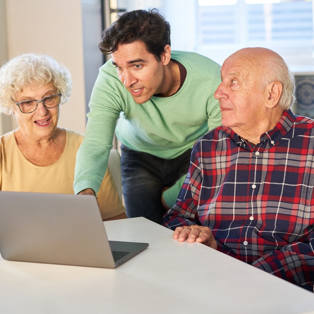 Team planning digital ads for senior living community growth.