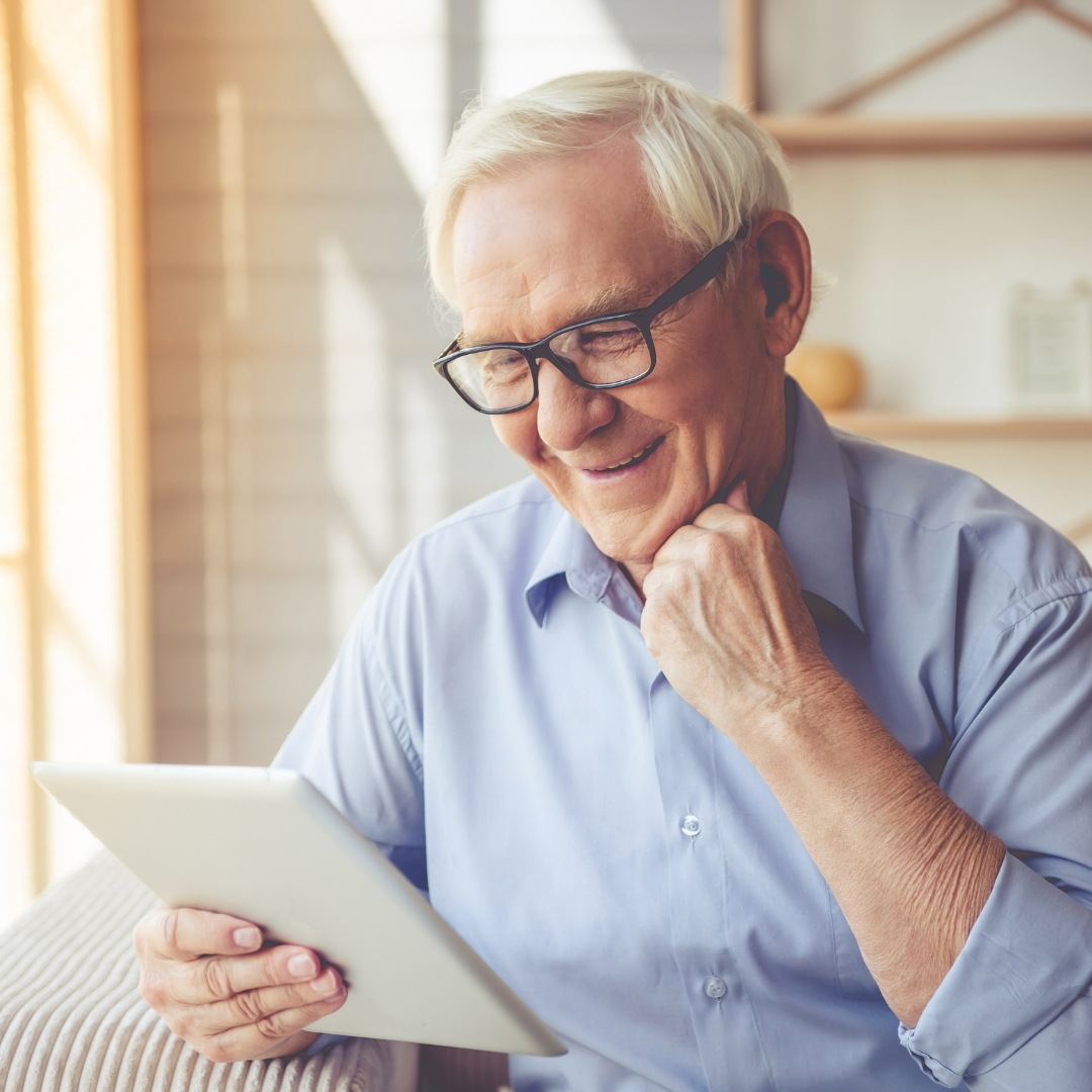 Senior care website showing FAQs and guides