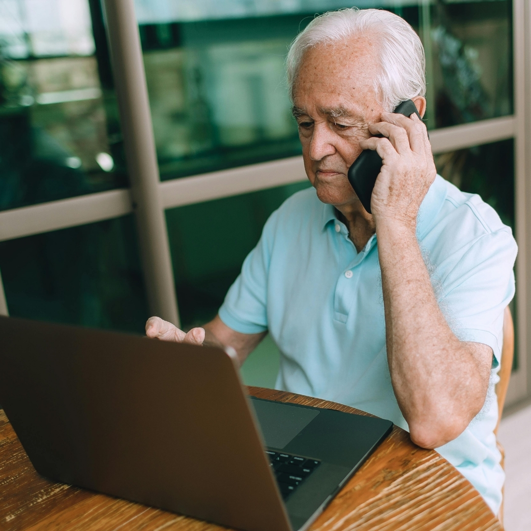 Caregiver searching for assisted living facilities online